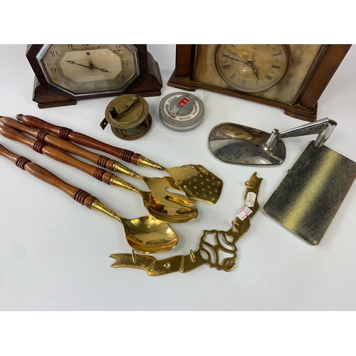 156 - Sundry lot including 2 vintage clocks