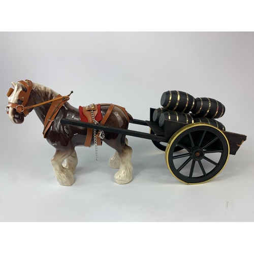 164 - Pottery horse and cart, 52cm