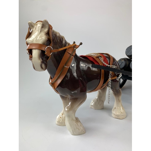 164 - Pottery horse and cart, 52cm