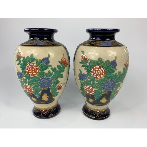 170 - Pair of early 20th century Satsuma vases, 26cm