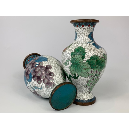 174 - Pair of Cloisonné vases, circa 1900. 21cm