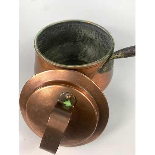 203 - Victorian copper pot with handle. 42cm