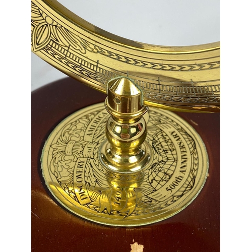 279 - Brass clock barometer and brass table top compass.