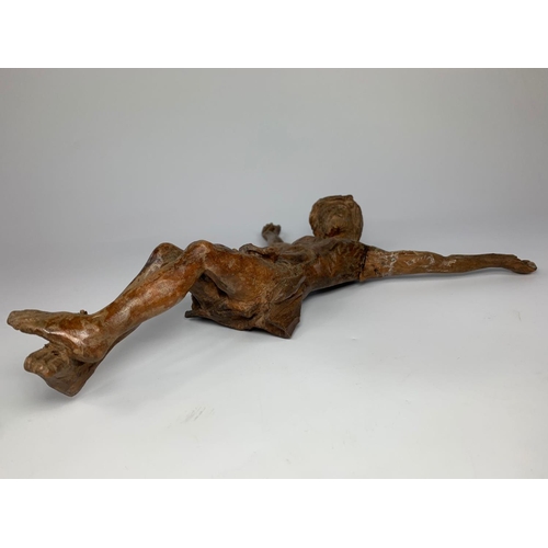 35 - 19th century carved Lindenwood Jesus figure, 31cm x 29cm