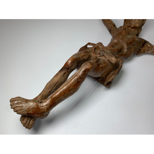 35 - 19th century carved Lindenwood Jesus figure, 31cm x 29cm