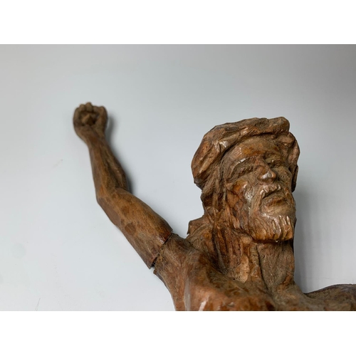 35 - 19th century carved Lindenwood Jesus figure, 31cm x 29cm