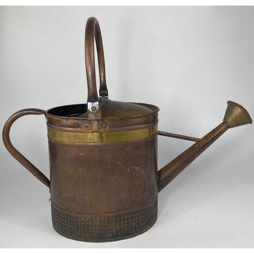 62 - Vintage oxidised metal watering can, 44cm