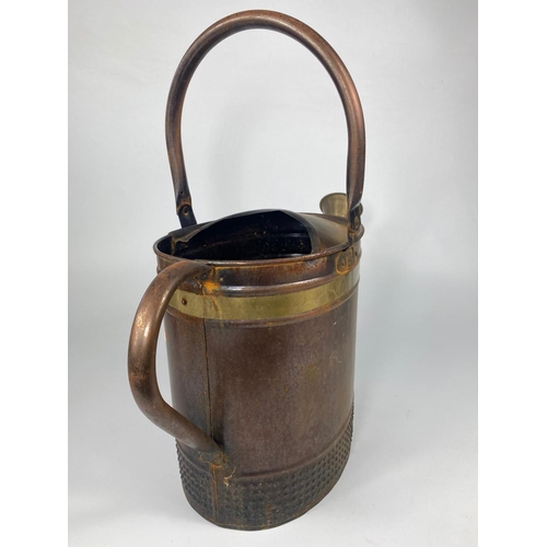 62 - Vintage oxidised metal watering can, 44cm