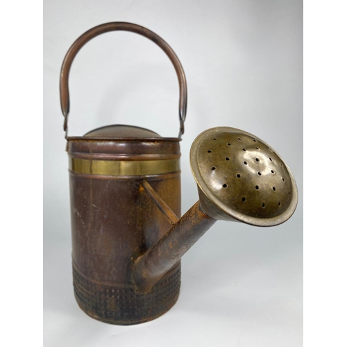 62 - Vintage oxidised metal watering can, 44cm