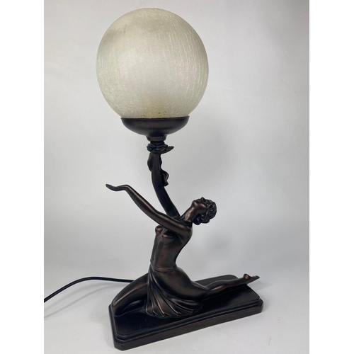 64 - Art Deco style resin lamp, 47cm