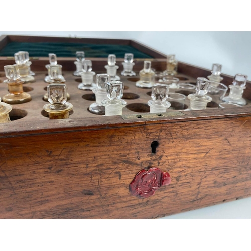 66 - Late Victorian chemist bottles in box with 2 medical journals, circa 1890/1900.  40 x 31 x 14cm