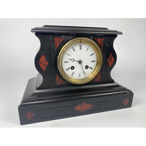 71 - Victorian slate mantle clock, 28cm x 19cm