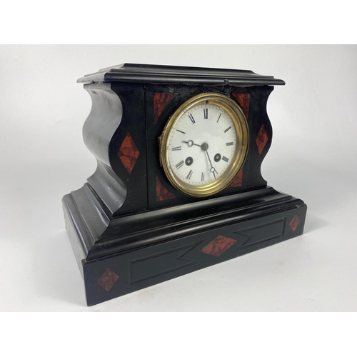 71 - Victorian slate mantle clock, 28cm x 19cm