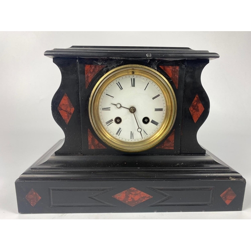 71 - Victorian slate mantle clock, 28cm x 19cm