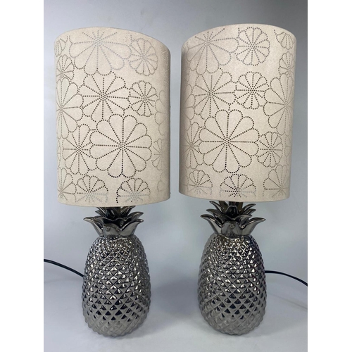 72 - Pair of pineapple shaped table lamps, 49cm