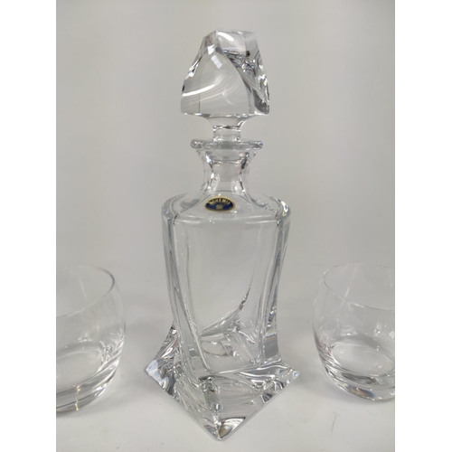 264 - Crystal decanter with five glasses