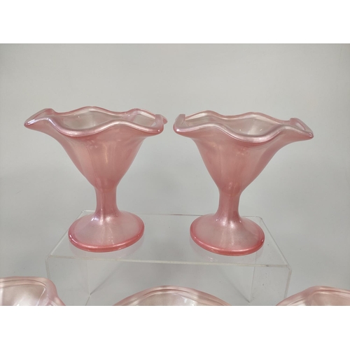 265 - Five pink Italian ice cream dishes