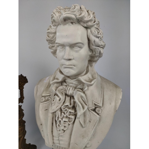 266 - Bust of Beethoven with a vintage brass clock