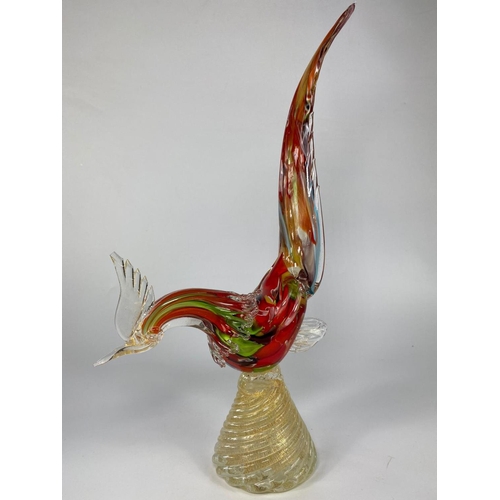 380 - Large Murano glass cockerel with a vintage Lustre planter