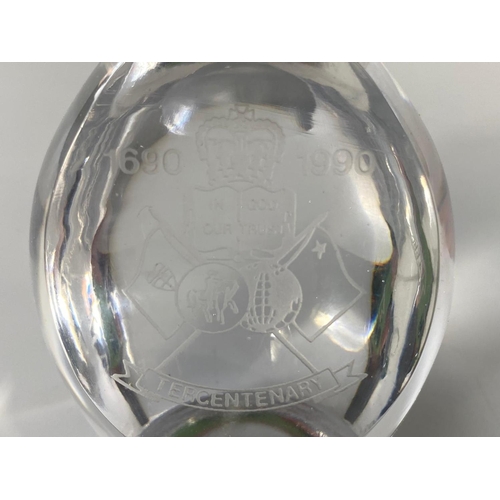 582F - Tyrone crystal paperweight for the tricentennial anniversary of The Battle Of The Boyne