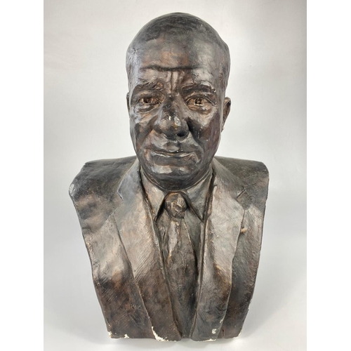 76 - Large early 20th century heavy plaster bust of gentleman. 52cm