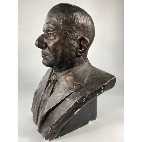 76 - Large early 20th century heavy plaster bust of gentleman. 52cm