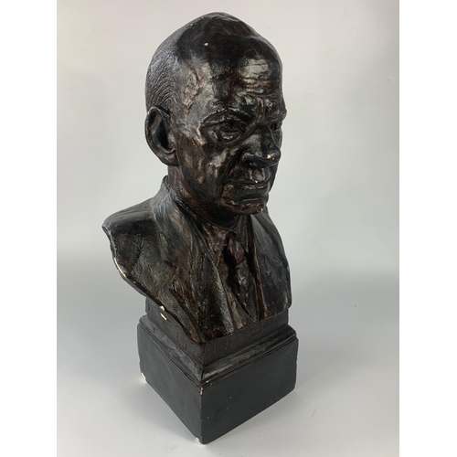 77 - Large early 20th century plaster bust of gentleman, 57cm