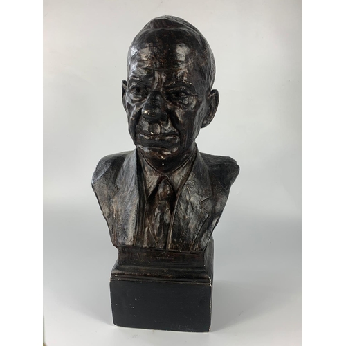 77 - Large early 20th century plaster bust of gentleman, 57cm