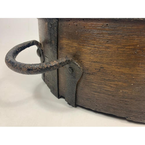 85 - Large 19th century oak and metal bound tub, 66cmx50cmx19cm