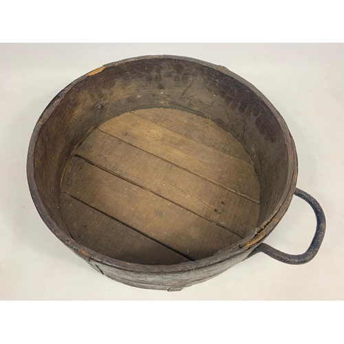 85 - Large 19th century oak and metal bound tub, 66cmx50cmx19cm