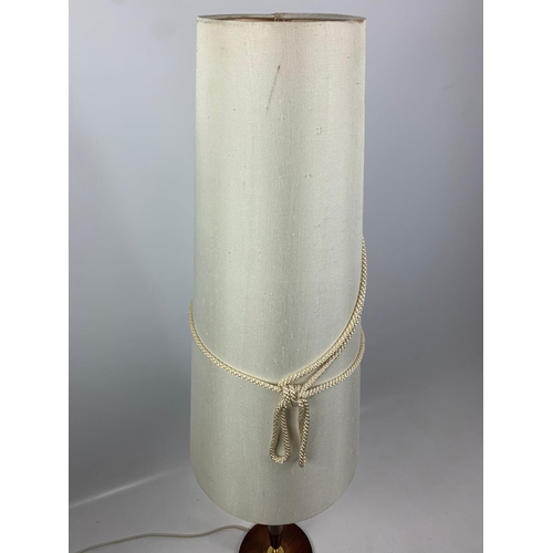 88 - Tall teak mid century table lamp, 107cm