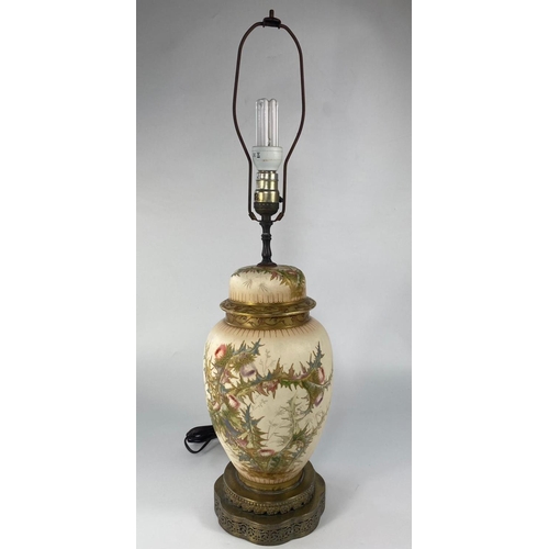 89 - Large 1930s hand painted pottery lamp