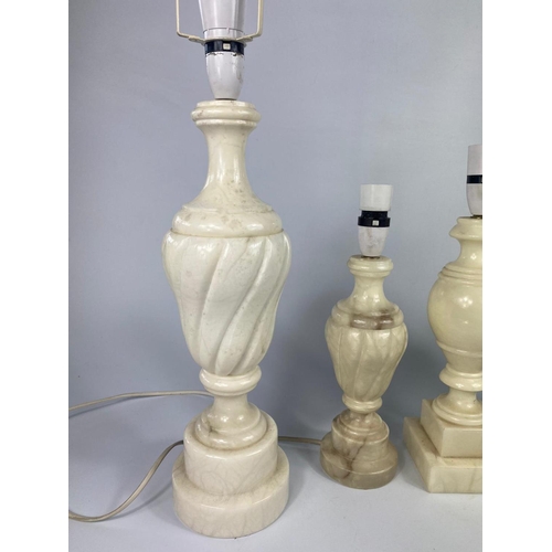 95 - Pair of alabaster lamps with 2 other alabaster lamps, 41cm