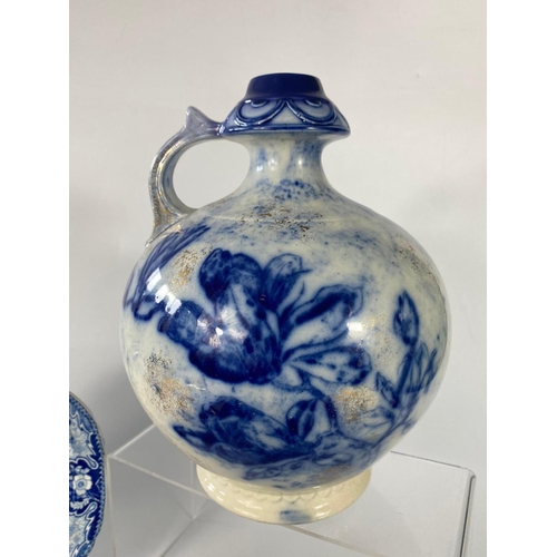 100 - Large Victorian blue & white jug with a small mid 19th century platter and Spode bowl etc.