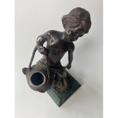 28 - Bronze figure on marble base, 26cm