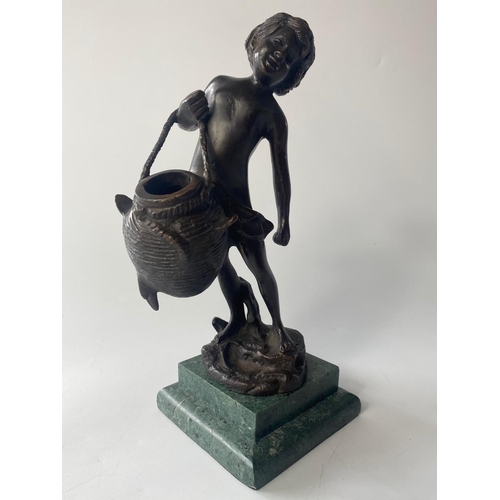28 - Bronze figure on marble base, 26cm