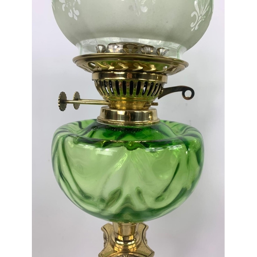 15 - Pair of tall Victorian style oil lamps with Corinthian style pillars, 84cm