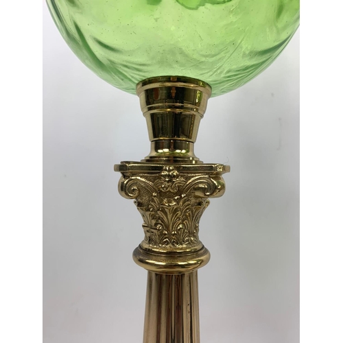 15 - Pair of tall Victorian style oil lamps with Corinthian style pillars, 84cm