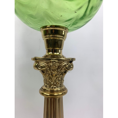15 - Pair of tall Victorian style oil lamps with Corinthian style pillars, 84cm