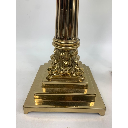 15 - Pair of tall Victorian style oil lamps with Corinthian style pillars, 84cm