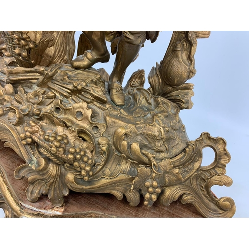 22 - Large 19th century gilded brass clock, 51cm x 51cm