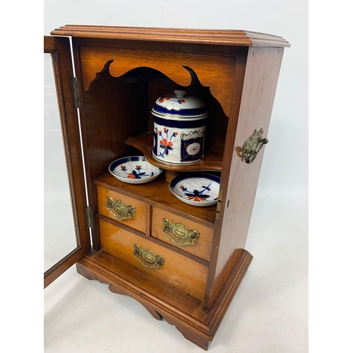 24 - Edwardian smokers cabinet, 29cm x 21cm x 43cm