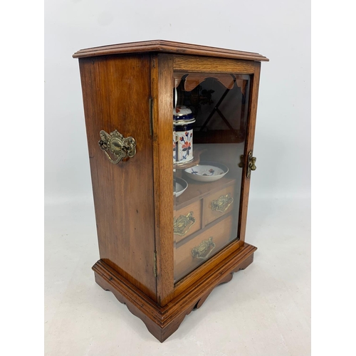 24 - Edwardian smokers cabinet, 29cm x 21cm x 43cm