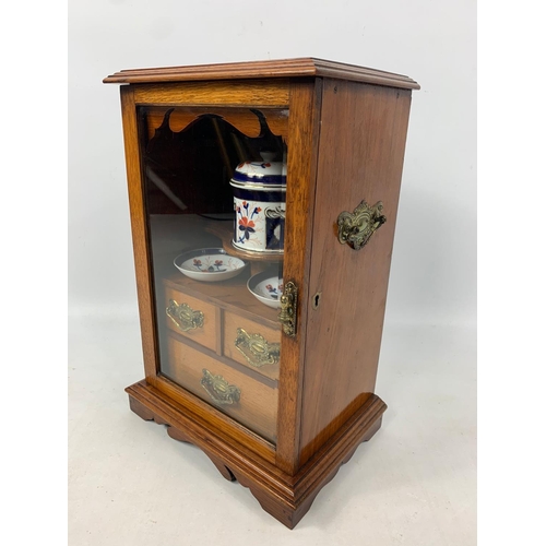 24 - Edwardian smokers cabinet, 29cm x 21cm x 43cm