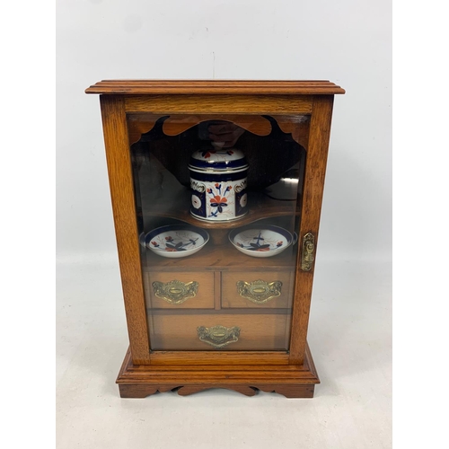24 - Edwardian smokers cabinet, 29cm x 21cm x 43cm