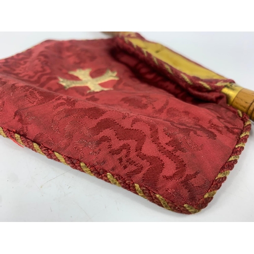 3 - Edwardian church offering pouch, 32cmx21cm