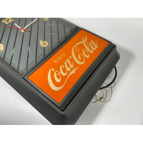 36 - 1980's Coca-Cola light up clock, 33cm x 54cm