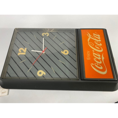 36 - 1980's Coca-Cola light up clock, 33cm x 54cm