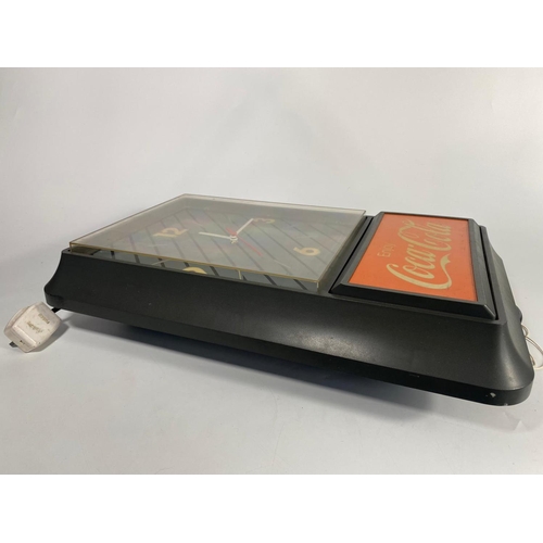 36 - 1980's Coca-Cola light up clock, 33cm x 54cm