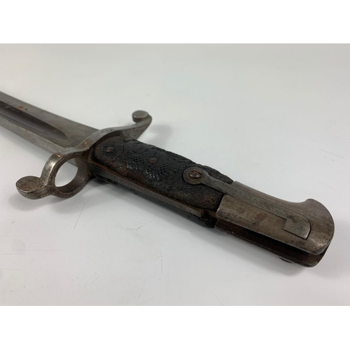 7 - 19th century English sword bayonet, possibly naval. 71cm